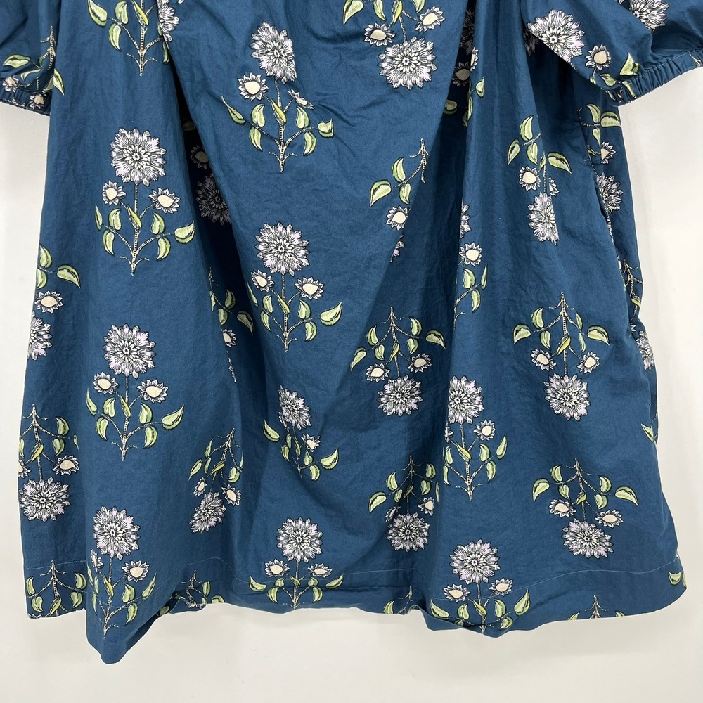 Old Navy Womens 2X Teal Blue Floral Off The Shoulder Puff Sleeve Blouse Top - Picture 3 of 12